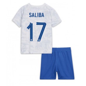 Francja William Saliba #17 Koszulka Wyjazdowych Dziecięca MŚ 2022 Krótki Rękaw (+ Krótkie spodenki)